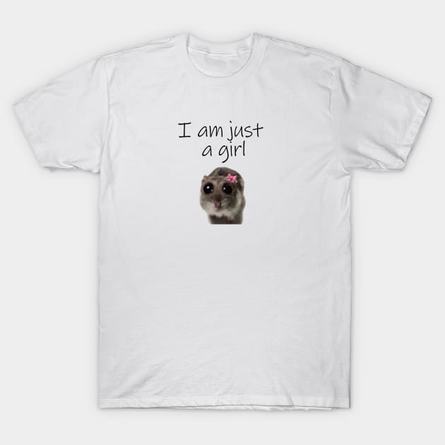 I am Just A Girl Hamster Meme Baby Tee 90s Style Tshirt Weird tshirt Y2k Coquette Aesthetic Funny Tshirt Soft Girl T-Shirt by Hamza Froug